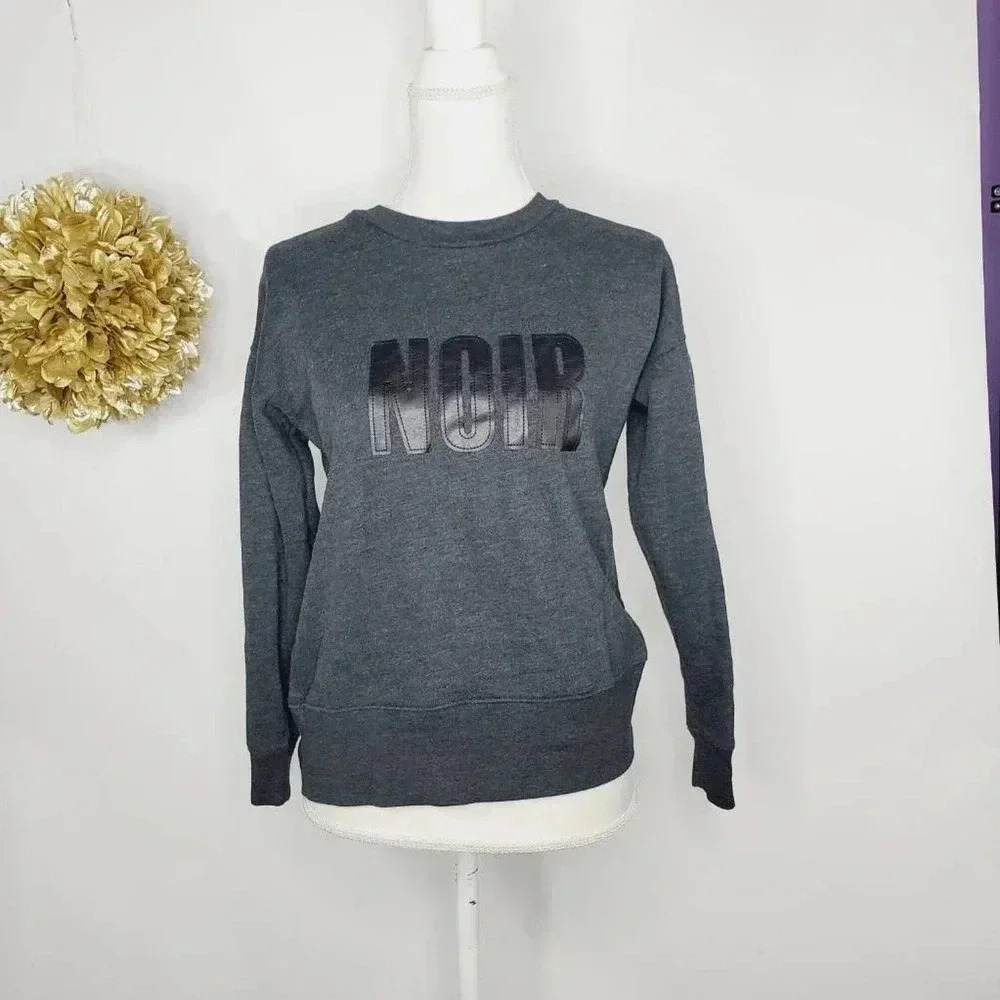 Madewell Womens Crewneck Sweatshirt Gray Pullover Noir Heathered Long Sleeve XXS